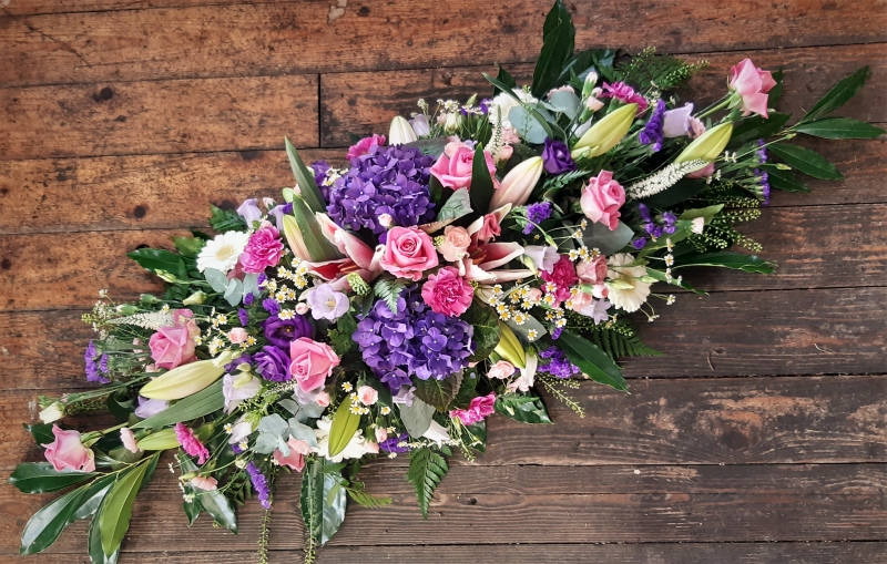 Pink and Purple Coffin Spray