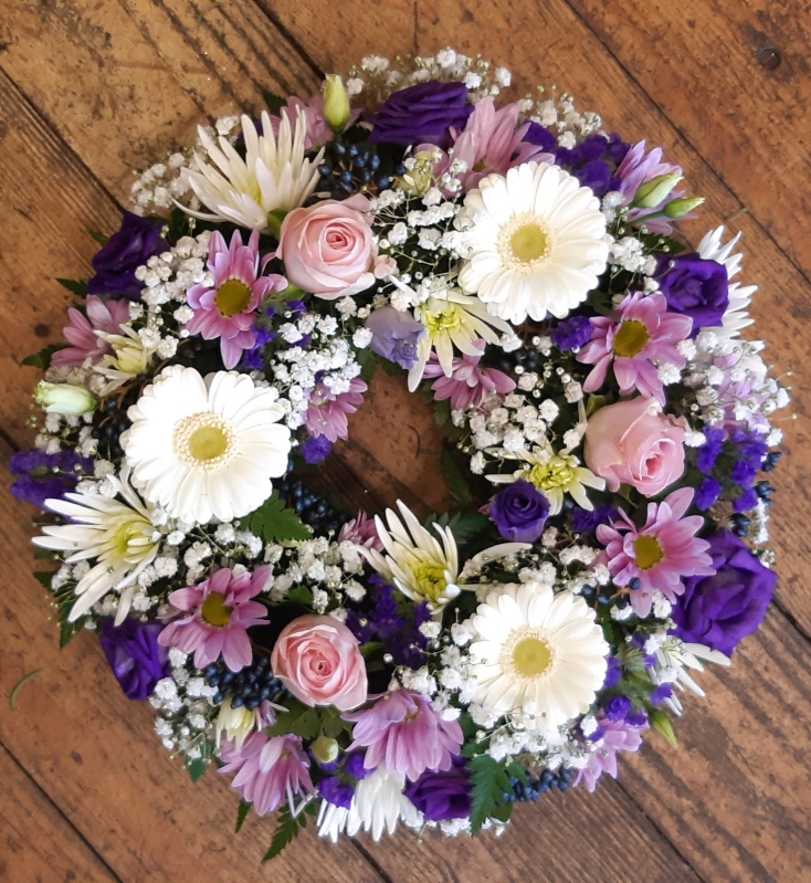 Purple Pink and White Wreath