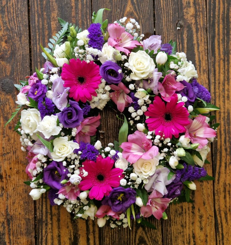 Purple Pink and White Wreath