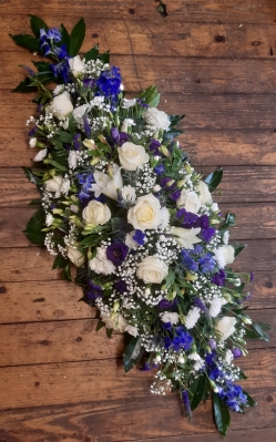 Blue and White Coffin Spray