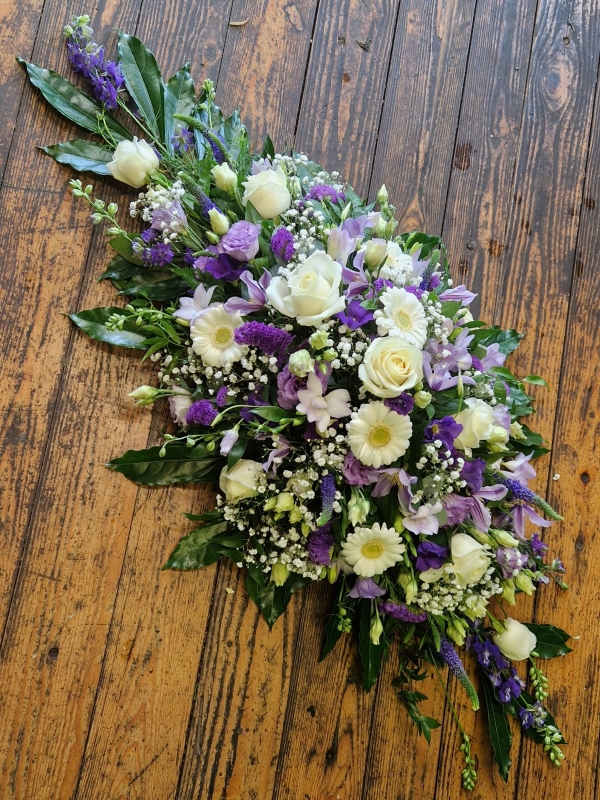 Purple, Lilac and White Coffin Spray