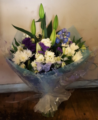 White Blue and Purple Aqua Handtied