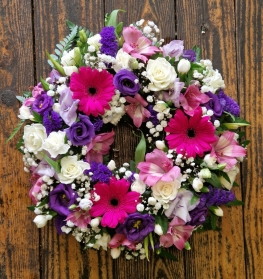 Purple Pink and White Wreath