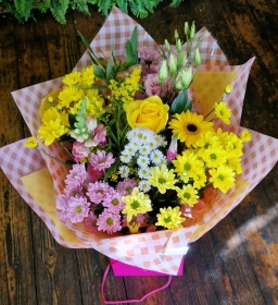 Yellow and Pink Aqua Handtied