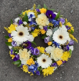 Yellow, Purple and White Wreath