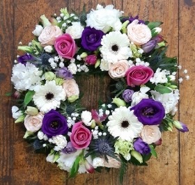 Purple Pink and White Wreath