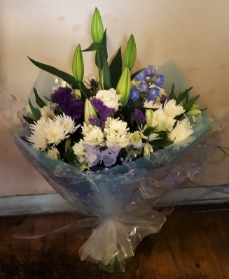White Blue and Purple Aqua Handtied